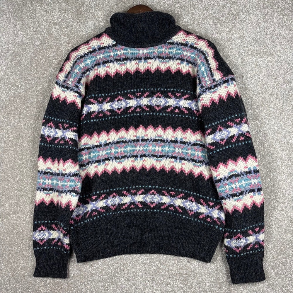 Vintage Bemidji Woolen Mills Fair Isle Wool Mohair Turtleneck Sweater Large